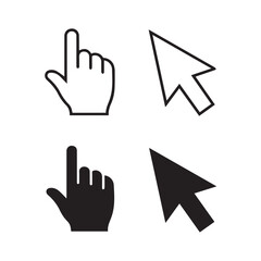 Fototapeta premium Cursor and hand pointer mouse pointer icon hand cursor icon vector illustration of a cursor and hand pointer computer mouse cursor web pointer click icon