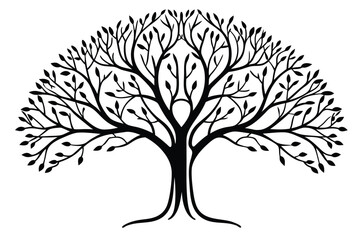 Naklejka premium Tree of Life Line Art Illustration