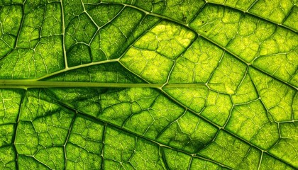 Close-up of a vibrant green leaf's intricate vein structure