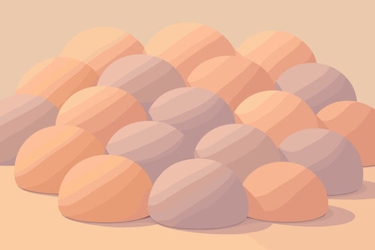 Softly ambient highlight illuminated tones calming inflated mound soft clay vector sculptural