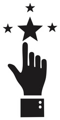 Fototapeta premium Hand pointing to three stars representing customer rating, feedback, and quality assessment