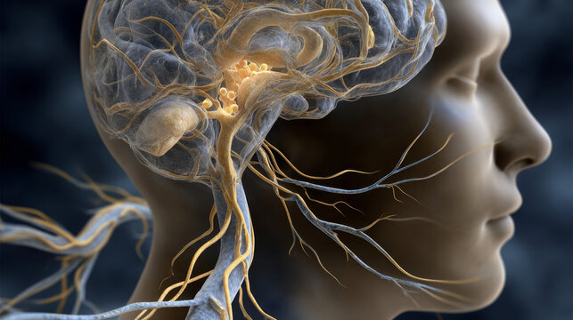 Vagus nerve concept ,Vagus nerve brain neuroscience anatomy neural network nerve parasympathetic biology calm insight flows