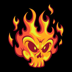 Fire skull cartoon character