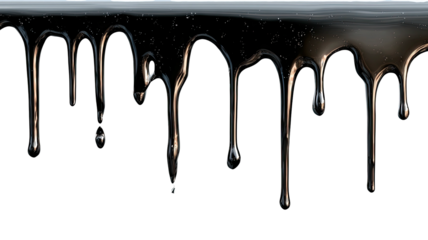 Viscous liquid drips from top; black background, reflective surfaces