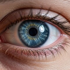  A close up of a person's blue eye