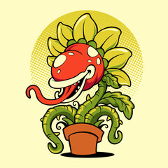 Cartoon Carnivorous Plant Monster Character
