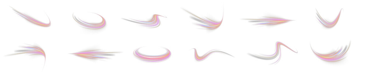 High-speed neon streak pack, glowing energy flow, dynamic spiral light PNG