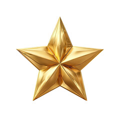 Fototapeta premium A gleaming, golden, five-pointed star, rendered with intricate facets, set against black