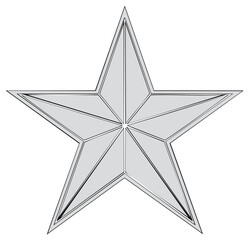 Obraz premium Geometric Five-Pointed Star, Vector Illustration with Gray Fill and Double Outline