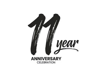 Marking eleven year anniversary isolated on white background with brush style