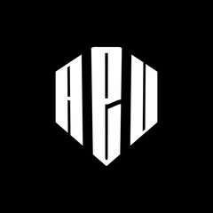 A bold white three-letter a black hexagonal monogram logo design