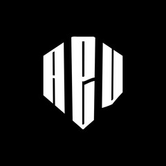 A bold white three-letter a black hexagonal monogram logo design