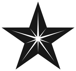 Obraz premium Isolated Stylized Black Star Icon with Inner Rays, Geometric Symbol