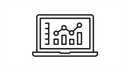 Modern laptop icon representing data analytics business intelligence and digital technology