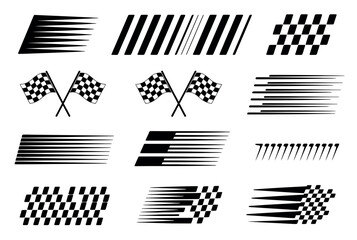 Racing Graphics. Includes Checkered Flags, Speed Stripes, and Finish Line Patterns for Car Decals, Motorsport Banners, and High-Energy Auto Design Elements