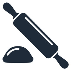 Rolling pin and dough icon for baking and cooking