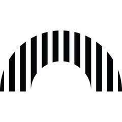Abstract Arc Shape With Black Vertical Stripes On A Transparent White Background Representing Sound Waves Or A Rainbow Arc