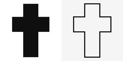 Vector image of a Christian cross silhouette in various styles. Concept of Orthodoxy and faith. Element for your design.