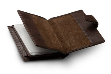 Leather wallet isolated on transparent background