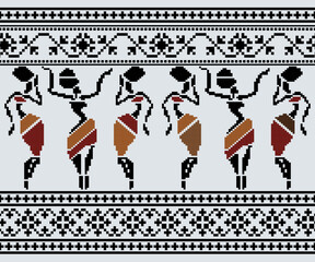 Various patterns in geometric shapes, seamless horizontal design for backgrounds, decoration, fabrics, clothing.