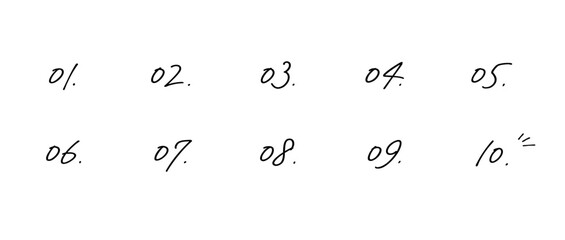 シンプルな手書きの数字セット　塗りなし