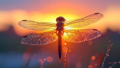 Dragonfly Silhouette at Sunset