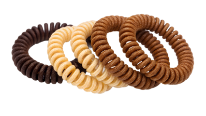 Coiled Brown and Blonde Hair Ties, Elastic Rubber Bands for Ponytails