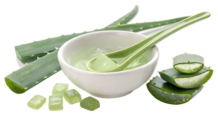 Fresh Aloe Vera Gel in Spoon and Slices for Skincare and Natural Remedy