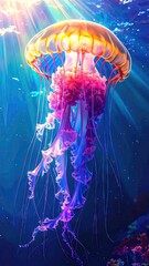 Ethereal Pink And Orange Jellyfish Underwater