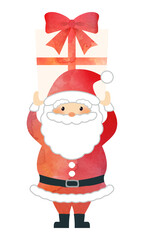 プレゼントを持つサンタクロース水彩画風