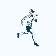 Ultra Trail running logo vector illustration on white background
