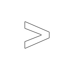 A large black outline greater symbol on the center. Illustration on transparent background