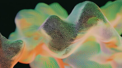 Close-up of green and orange abstract shape, wave-like substance