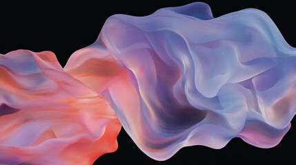 Abstract 3D shape isolated on a black background, abstract dynamic gradient texture