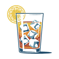 A refreshing glass of iced tea with lemon vector illustration A cold summer drink for a cafe or restaurant menu design
