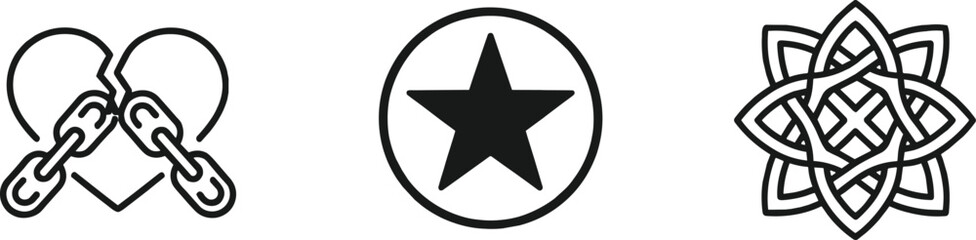 Fototapeta premium Love, Star, and Celtic Knot Icons