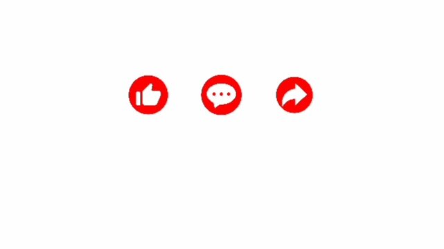 Animated subscribe button with like comment share and bell icons available on white black and green backgrounds