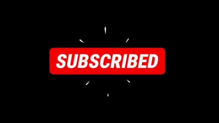 Animated subscribed button with red rectangle and white text on black and green backgrounds