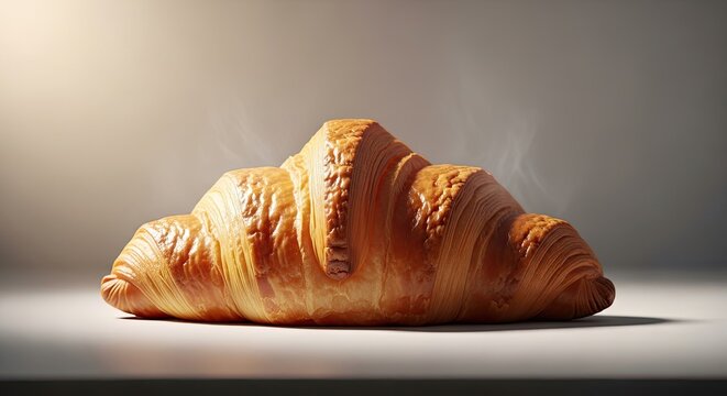 Warm, flaky croissant steams gently, promising a delicious and satisfying breakfast experience for any discerning palate seeking pure culinary delight.