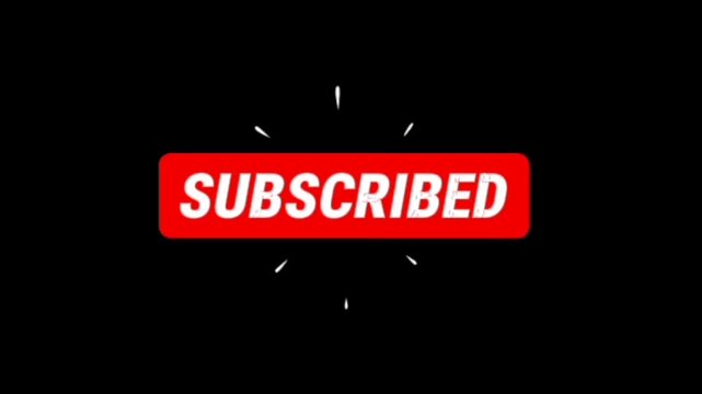 Animated subscribed button with red rectangle and white text on black and green backgrounds