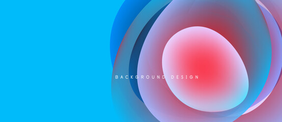 Abstract vibrant design. Concentric circles blend blue, purple, red hues. Modern background creates dynamic visual impact.