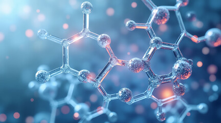 PFAS removal concept , molecule chemical science laboratory transparent blue network abstract mood molecule chemical science