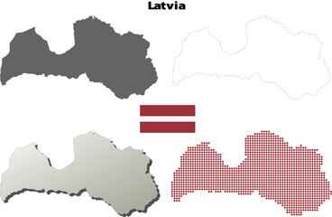 Latvia Outline Map – Simple Vector Silhouette of Latvian Country Borders on White Background