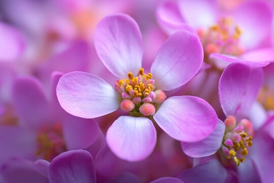 Pink Candytuft Flower - Macro Background and Closeup Detail of Iberis Umbellata