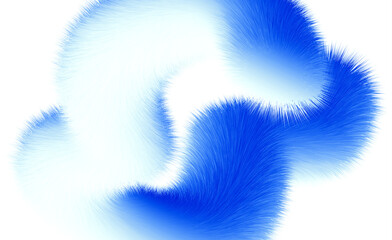 Fototapeta premium Dynamic blue furry abstract shape flowing 3d gradient texture