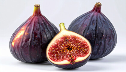 Fresh ripe figs sliced on white background isolated healthy fruit closeup