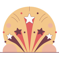 Celebratory burst of stars in pastel hues