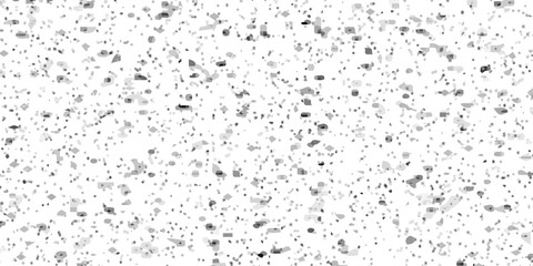 Terrazzo flooring interior grain vintage paint smooth design. Vector grunge dirty vintage wall overlay noise old wall black and white terrazzo granite floor structure distressed texture background.	