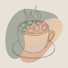 Cozy cup of hot chocolate with marshmallows