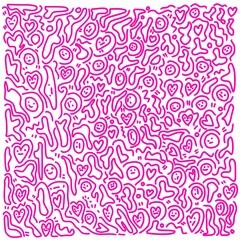 Pink Doodle Seamless Pattern with Hearts and Smiling Faces